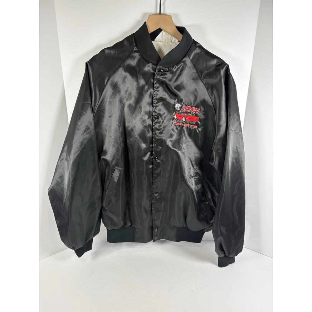 Vintage ZR-1 Corvette Satin Jacket Mens XL West Ark USA Snap